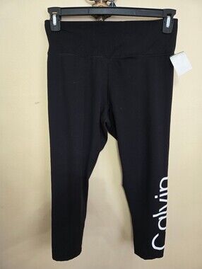 Calvin Klein Girls' Black Logo Capri Leggings